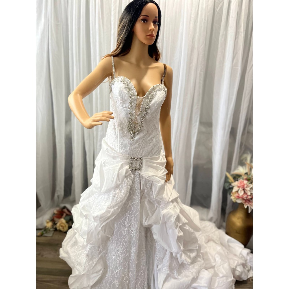 Demetrios Wedding Dress Bling Straps and Belt DP-DP207 Demetrios Wedding Gown
